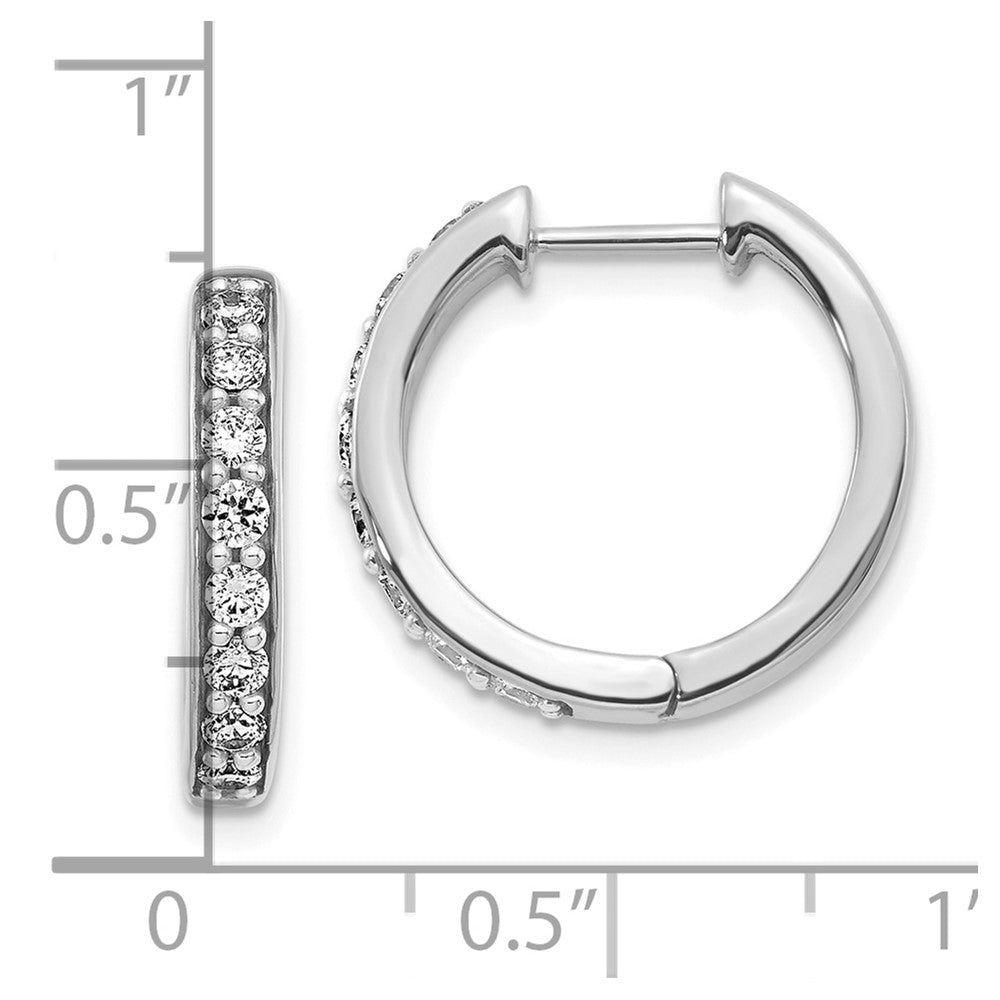10k White Gold Diamond Hinged Hoop Earrings