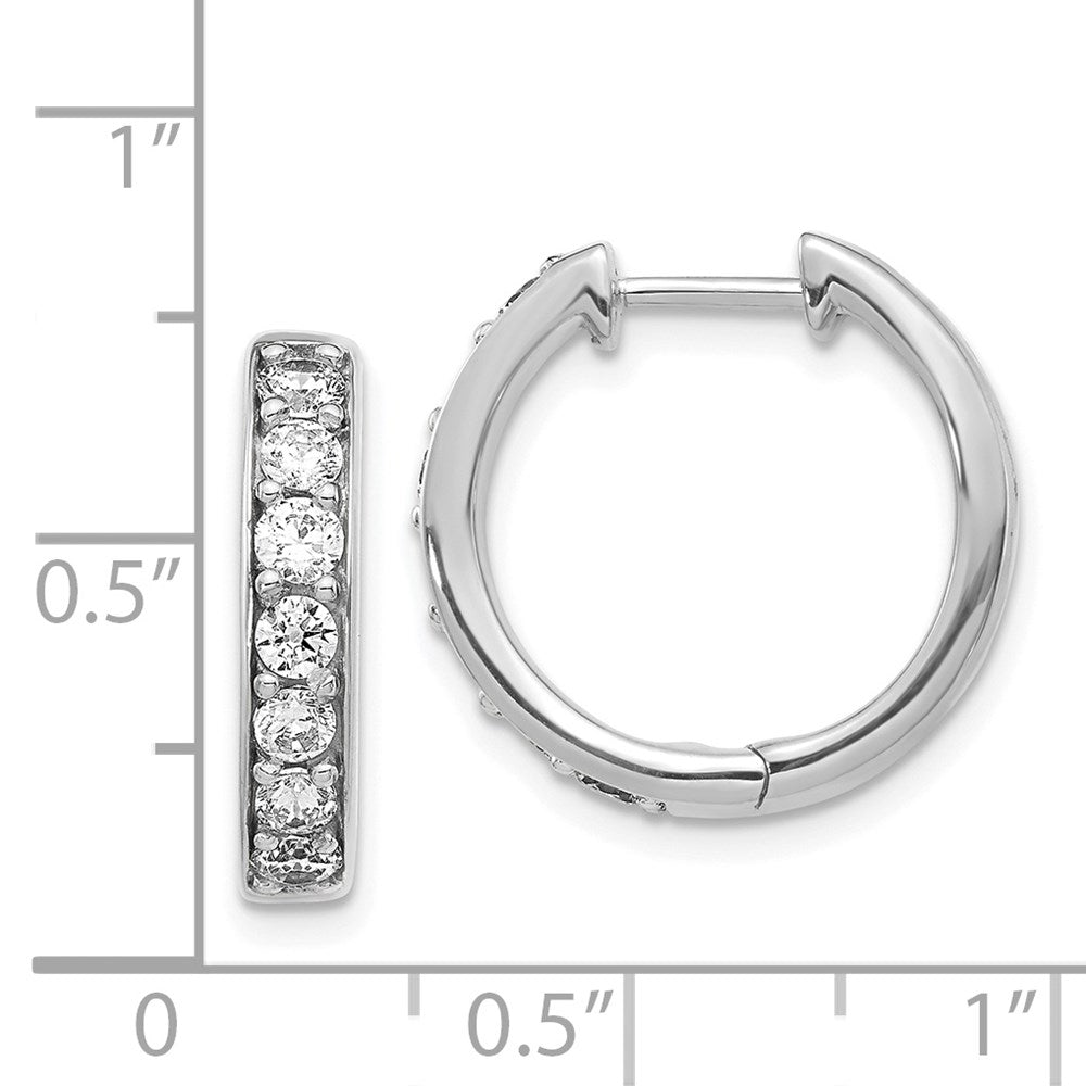 14k White Gold Diamond Hinged Hoop Earrings