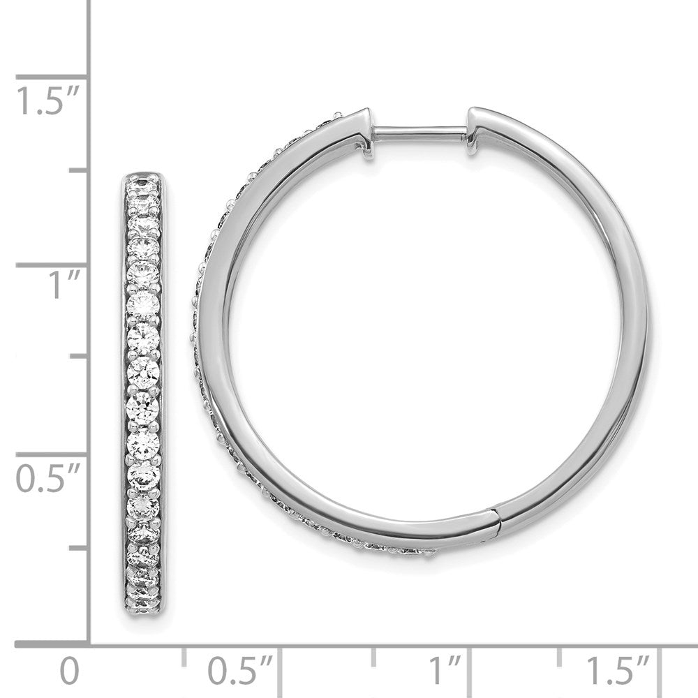 14k White Gold Diamond Hinged Hoop Earrings