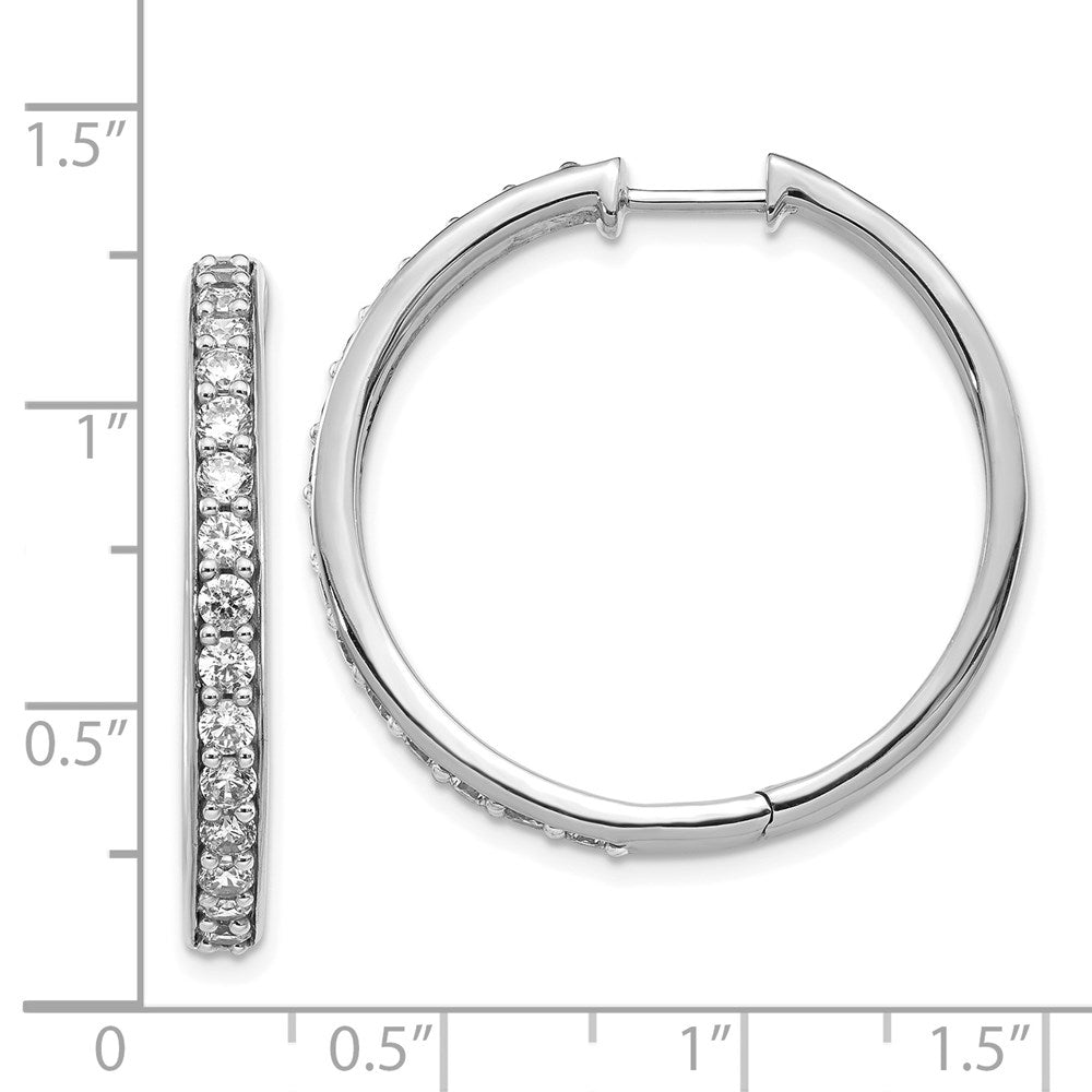 14k White Gold Diamond Hinged Hoop Earrings