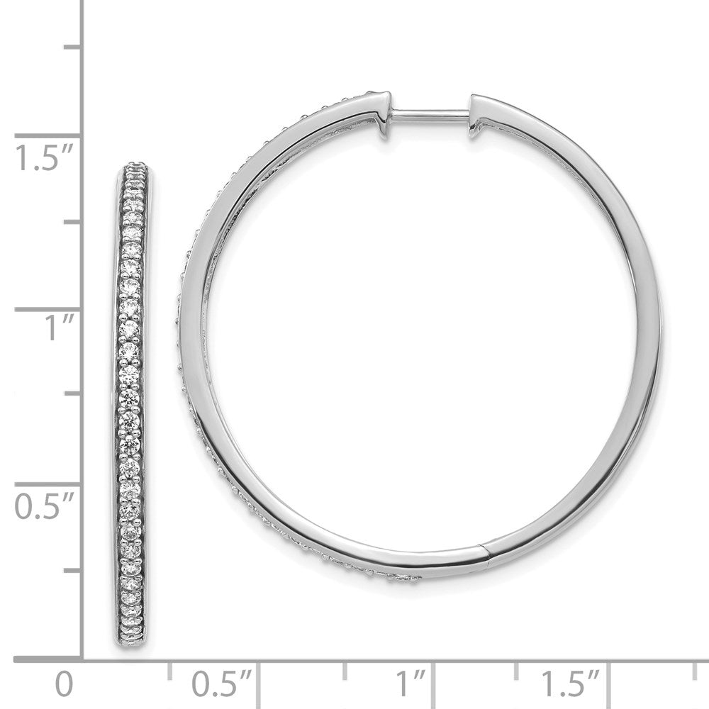 14k White Gold Diamond Hinged Hoop Earrings