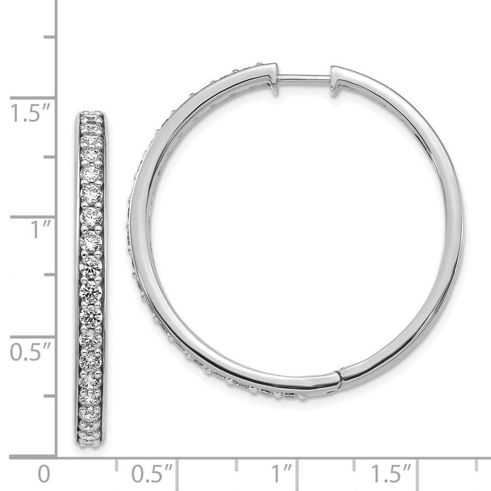 14k White Gold Diamond Hinged Hoop Earrings