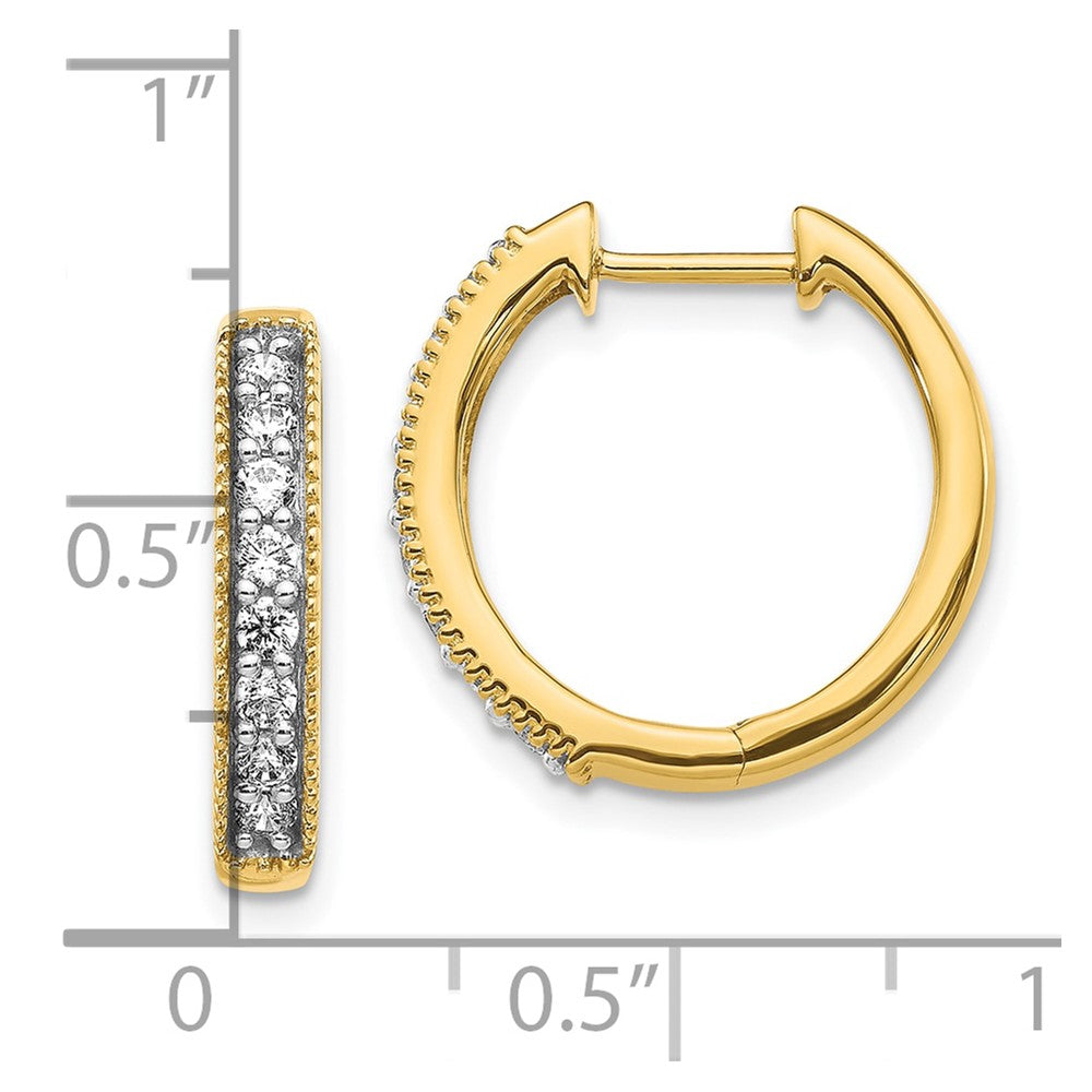 10k Yellow Gold Diamond Milgrain Hinged Hoop Earrings