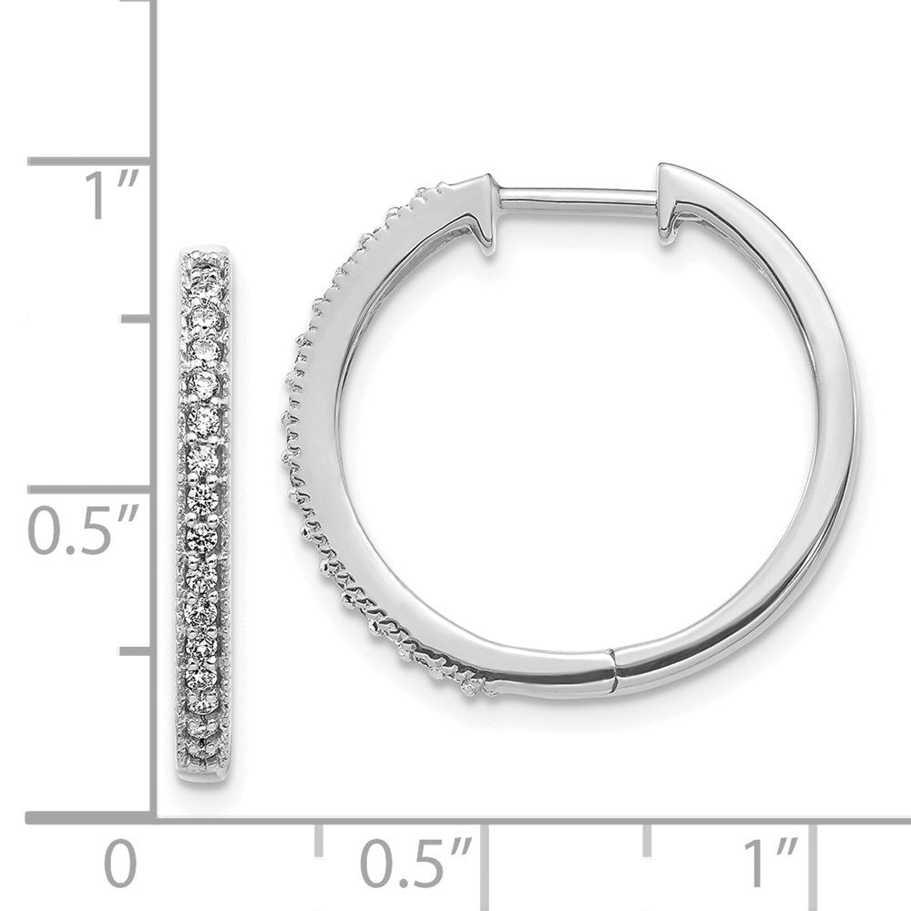 14k White Gold Diamond Milgrain Hinged Hoop Earrings