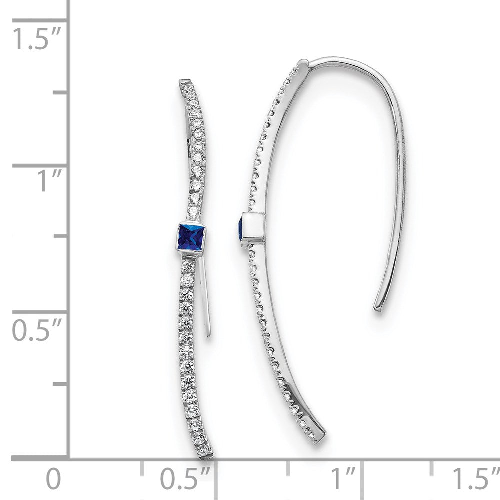 14k White Gold Diamond and Sapphire Earrings