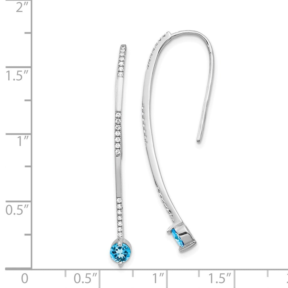 14k White Gold Diamond and Blue Topaz Earrings