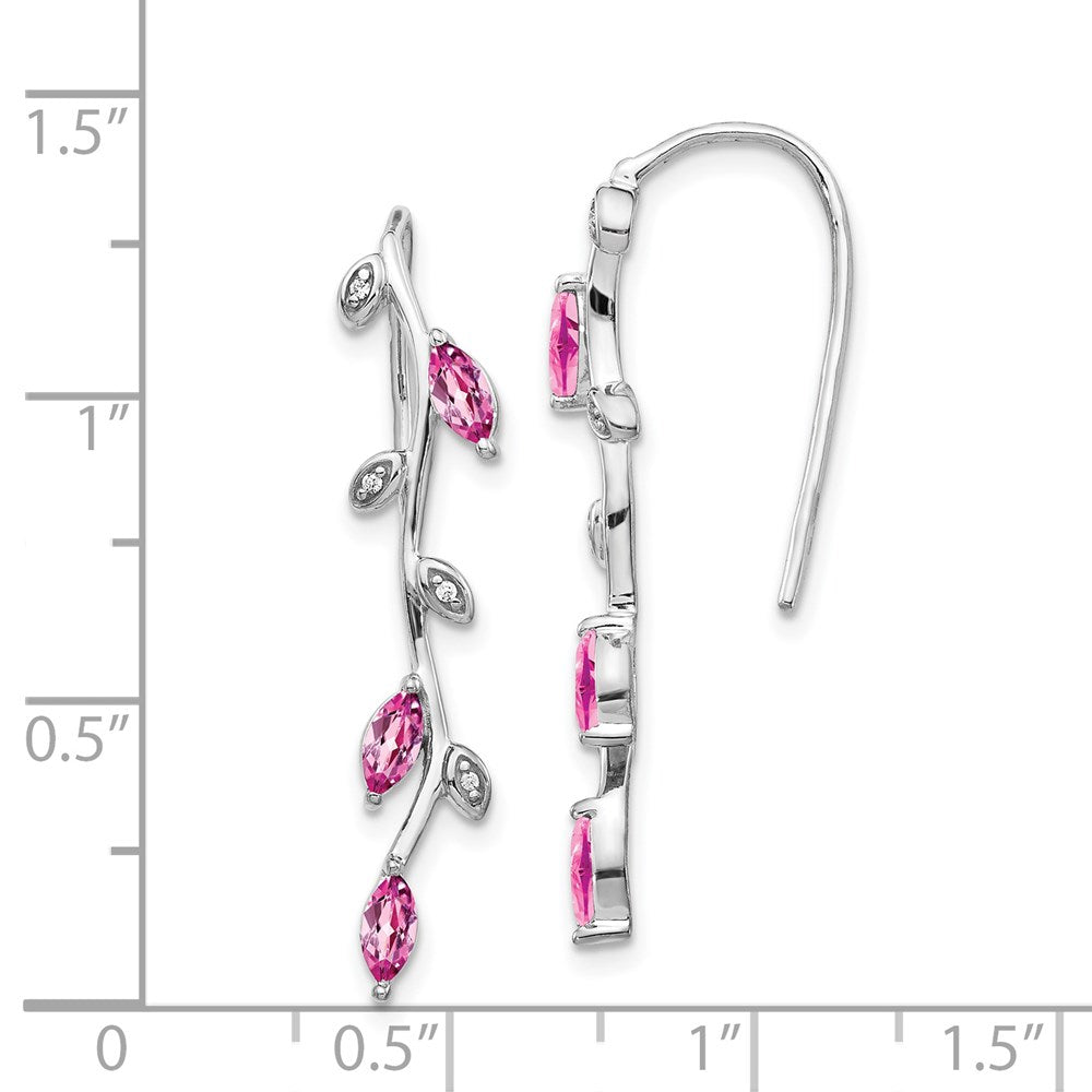 14k White Gold Diamond and Pink Sapphire Earrings