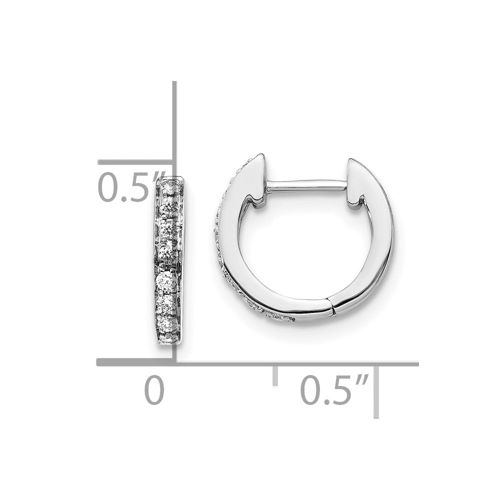 10k White Gold Diamond Hinged Hoop Earrings
