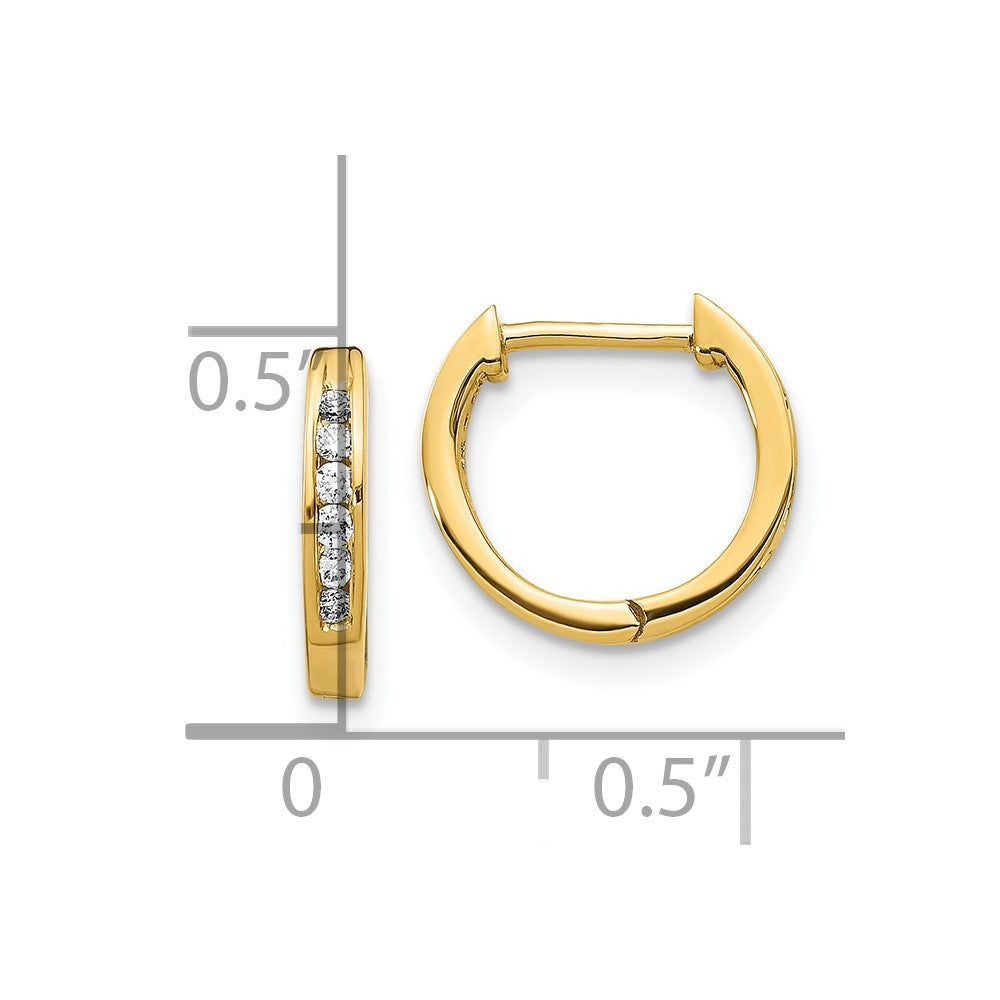 10k Gold Polished Diamond Hinged Hoop Earrings