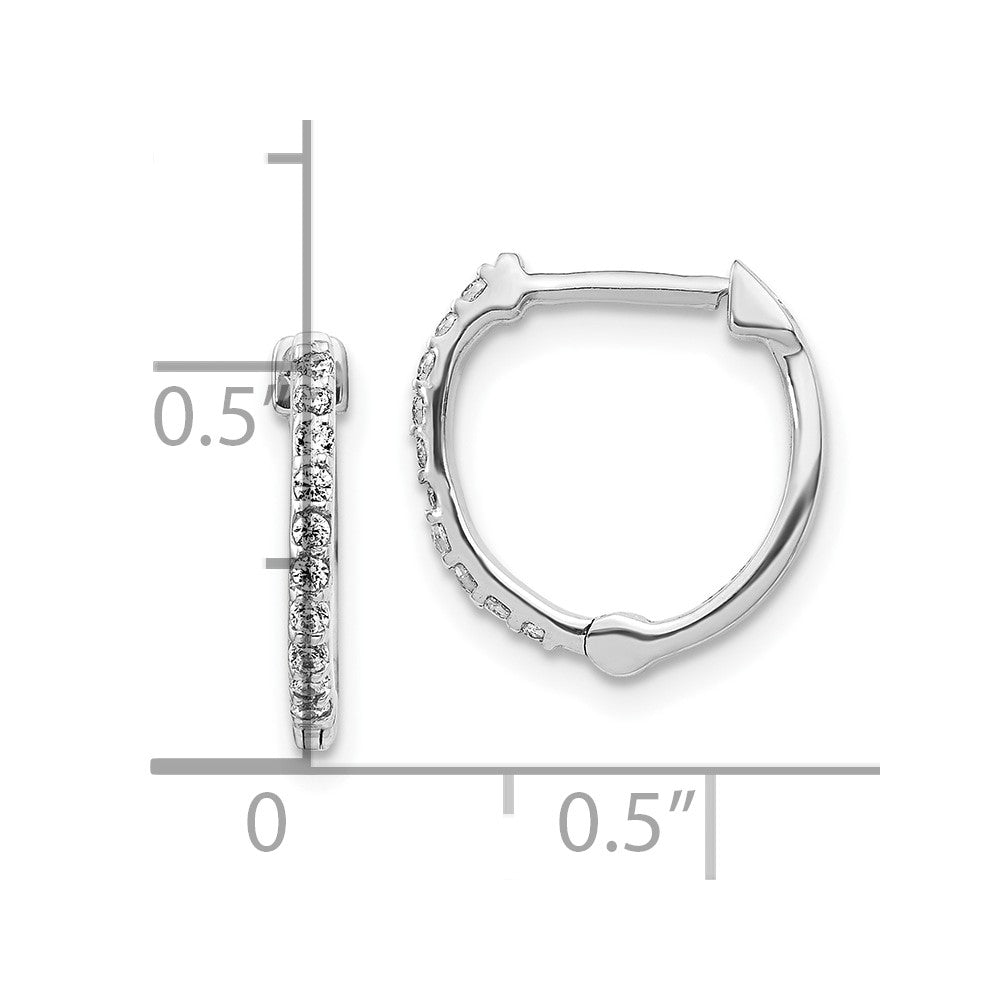 10k White Gold Diamond Hoop Earrings