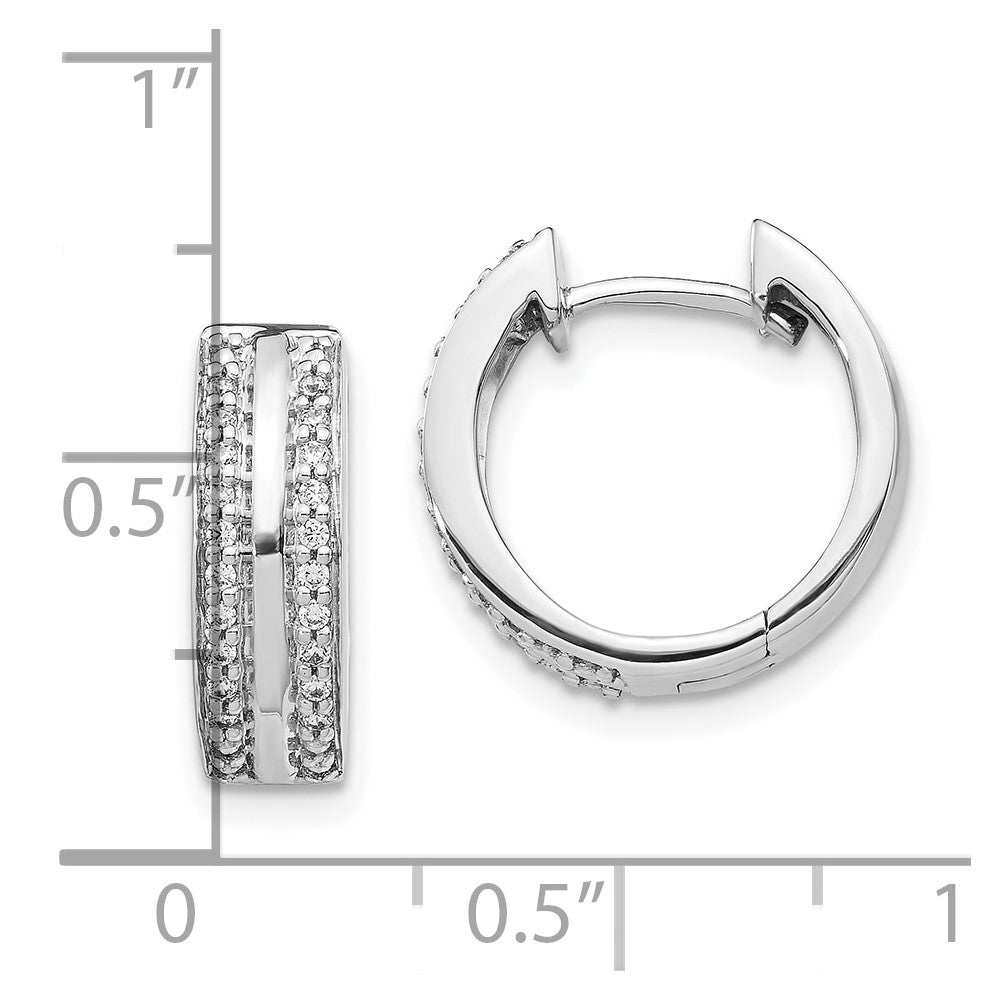 10k White Gold 2-row Diamond Hinged Hoop Earrings