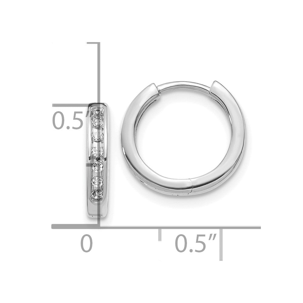 10k White Gold Diamond Hinged Hoop Earrings