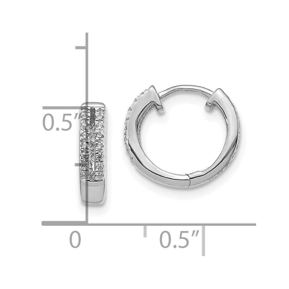 10k White Gold Diamond Hinged Round Hoop Earrings