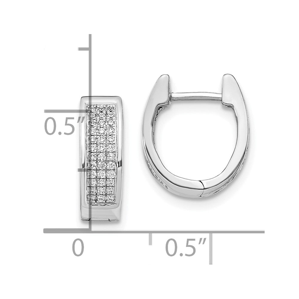 10k White Gold Diamond Small Hinged Oval Hoop Earrings