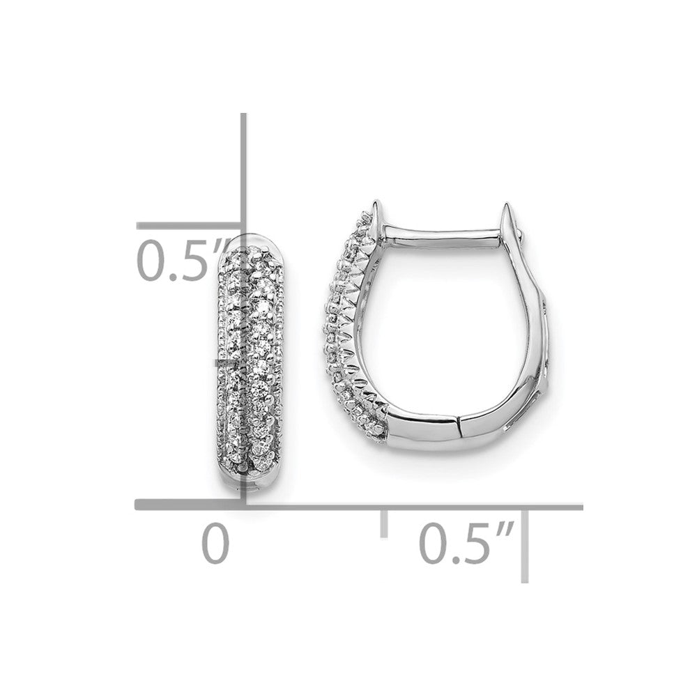 10k White Gold Polished Diamond Hinged Hoop Earrings