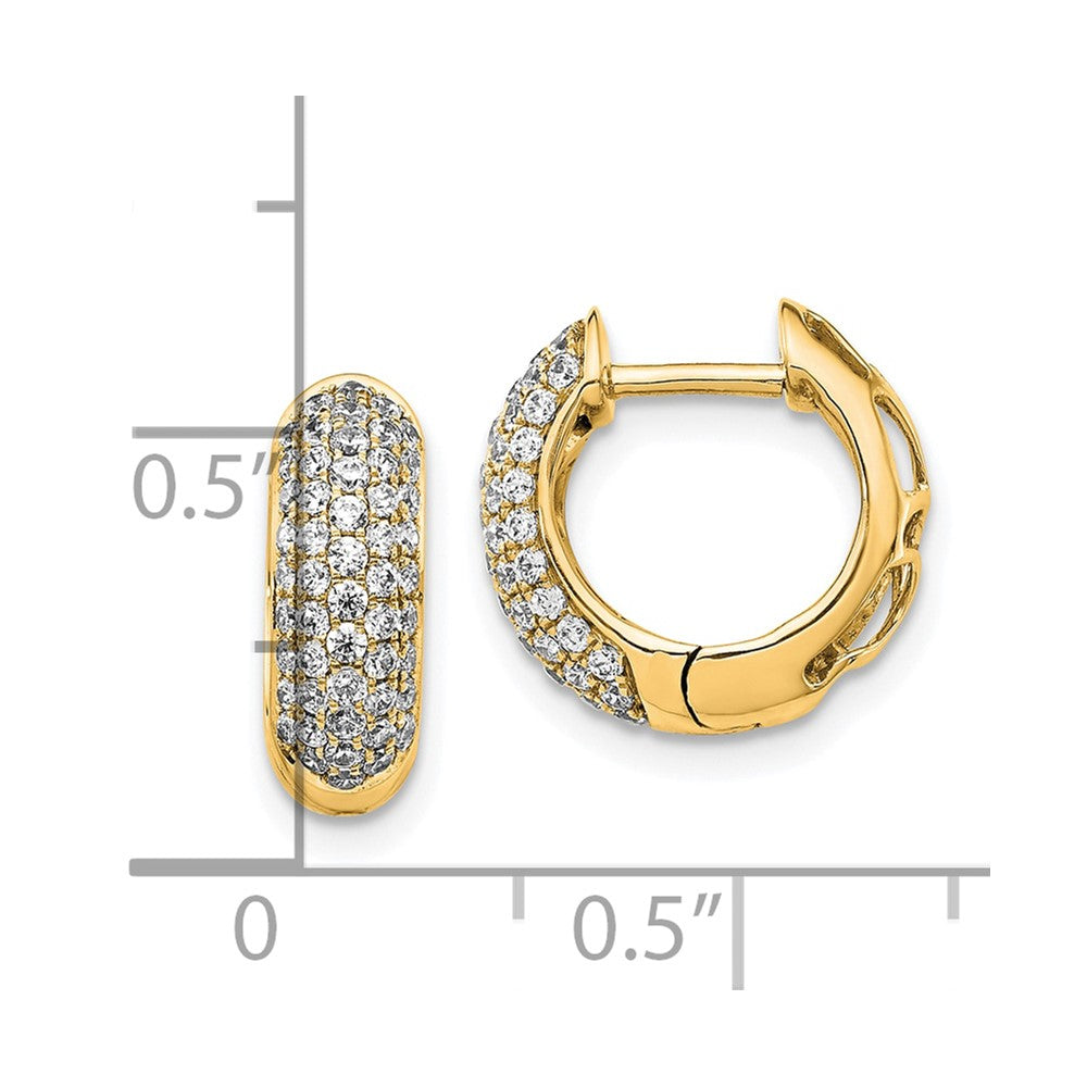 14k Yellow Gold Diamond Hinged Hoop Earrings
