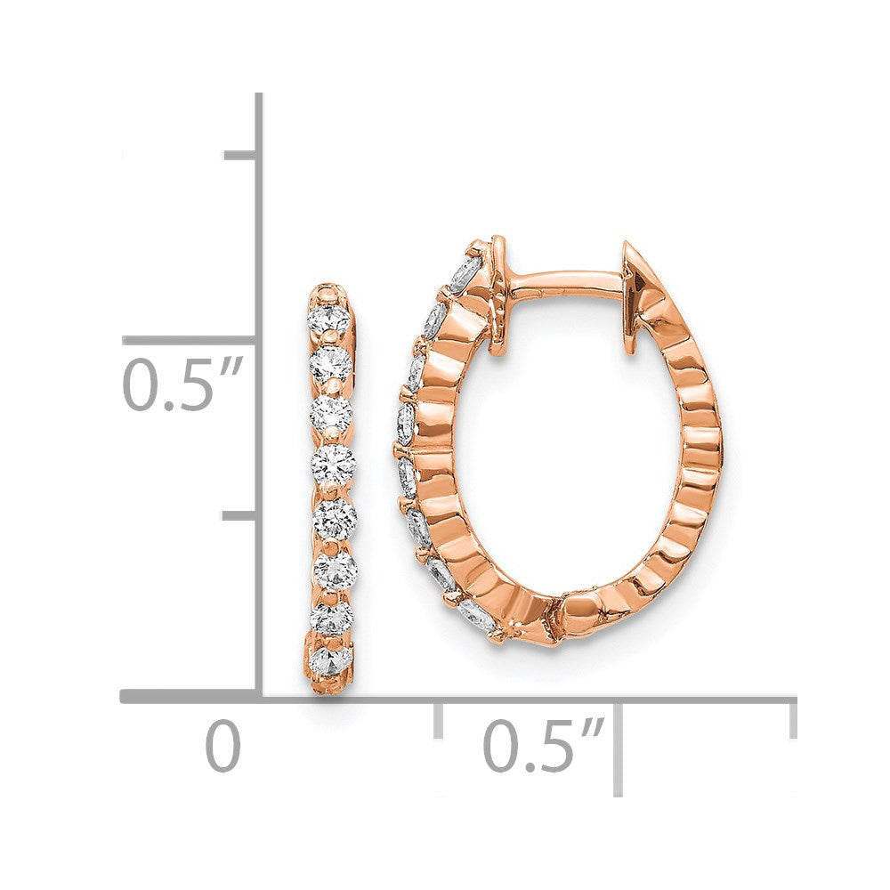 14k Rose Gold AA Diamond Hinged Hoop Earrings