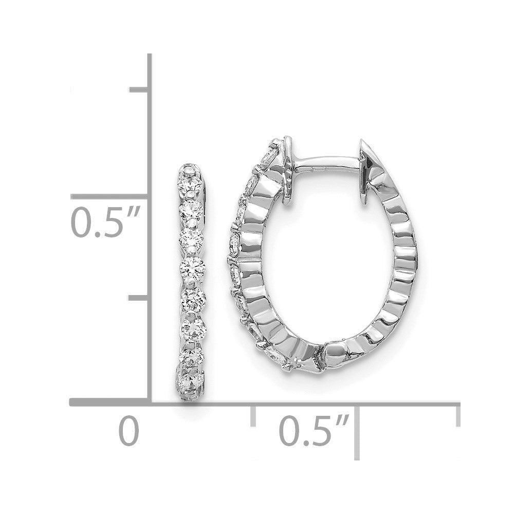 14k White Gold AA Diamond Hinged Hoop Earrings