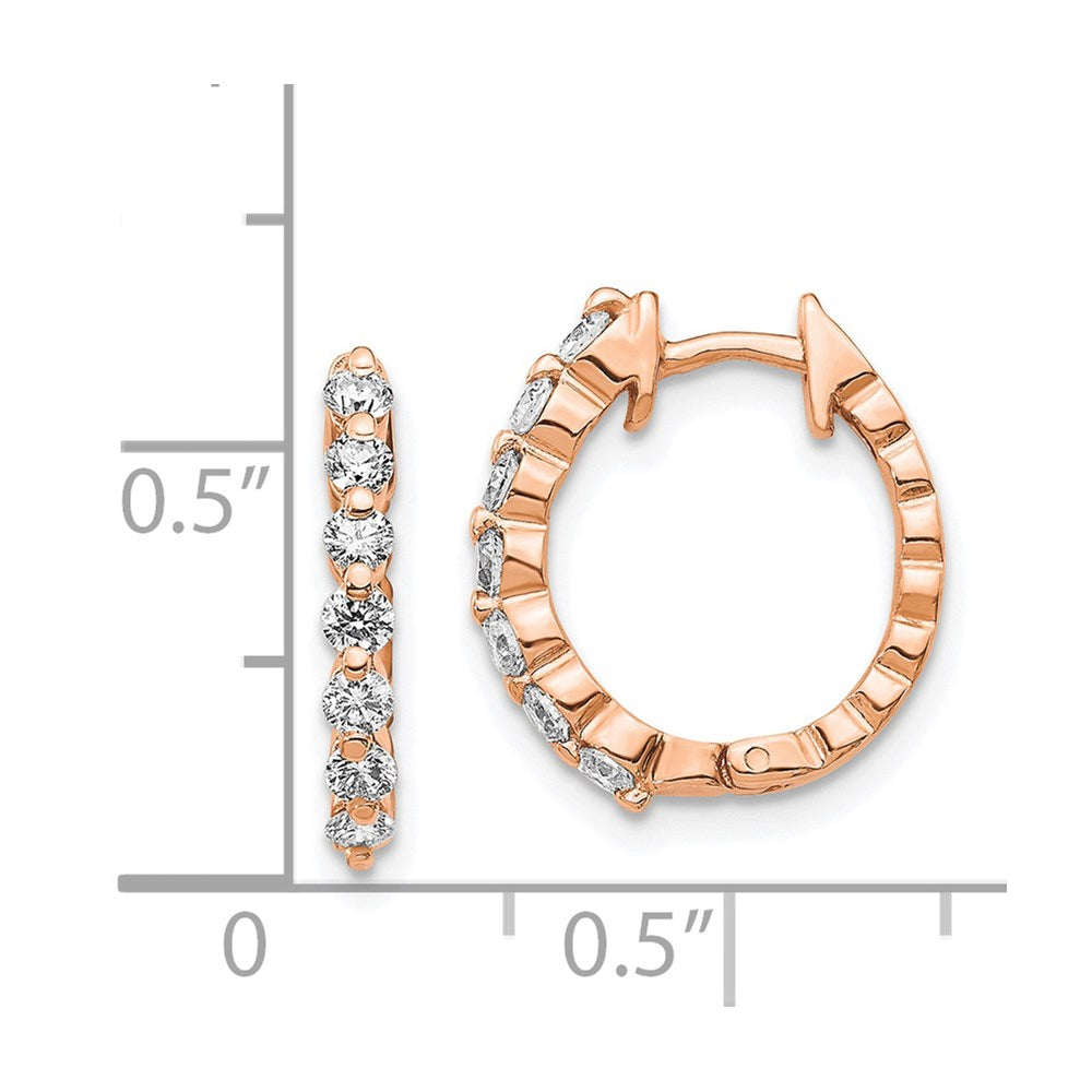14k Rose Gold AA Diamond Hinged Hoop Earrings
