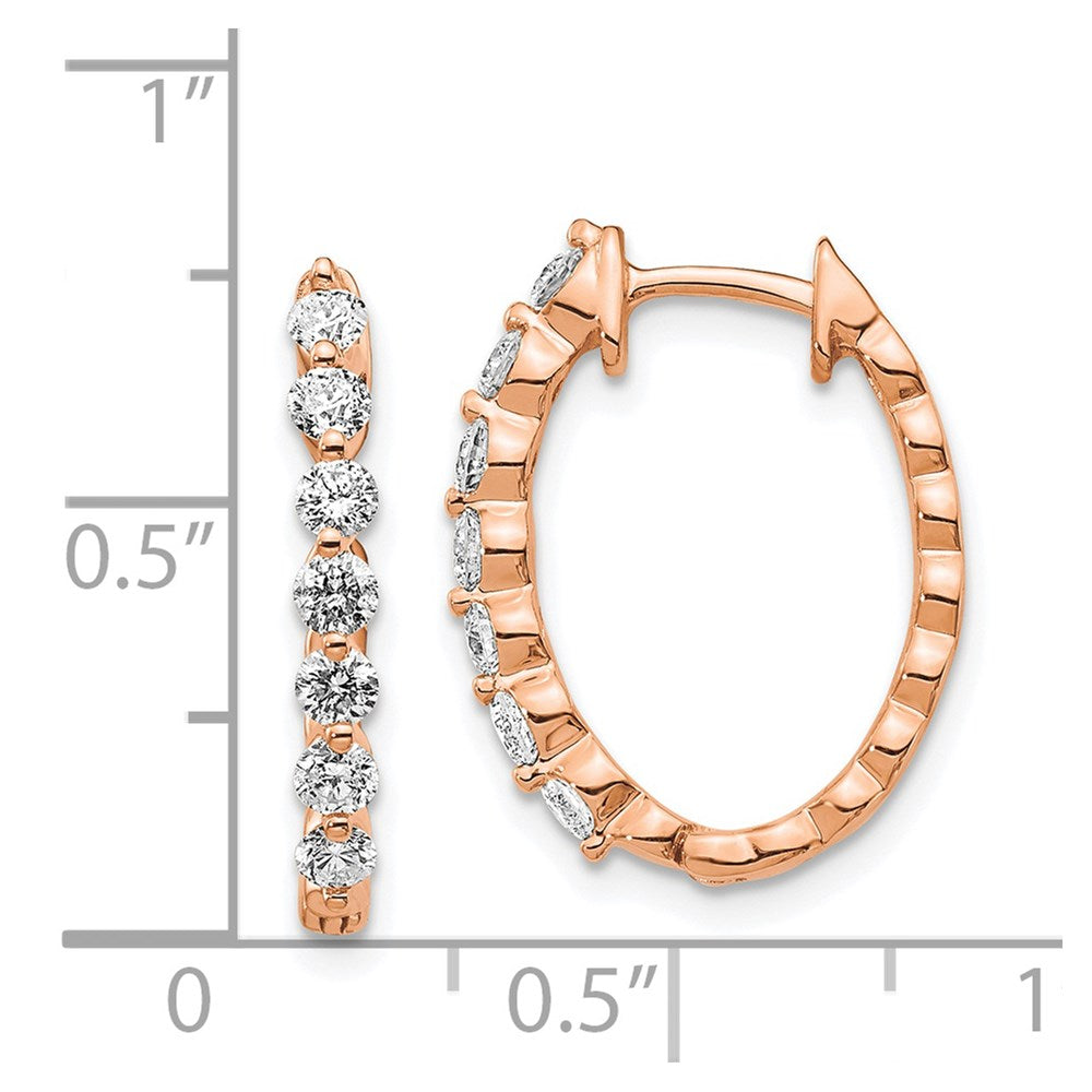 14k Rose Gold AA Diamond Hinged Hoop Earrings