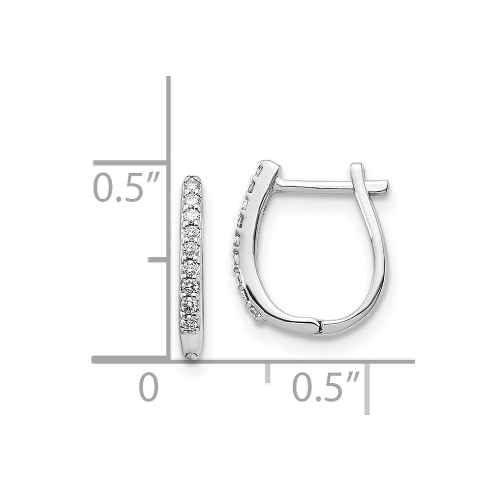 14k White Gold Diamond Hinged Hoop Earrings