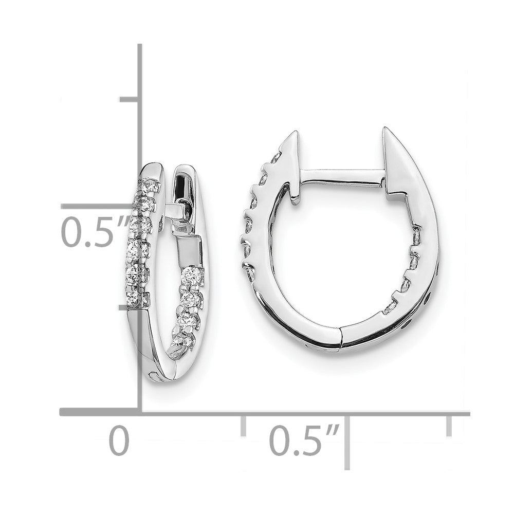10k White Gold In/Out Diamond Hinged Hoop Earrings