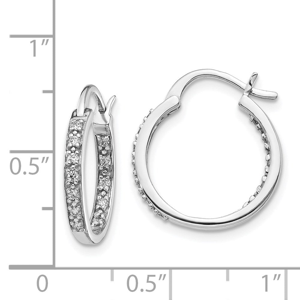 14k White Gold Diamond In/Out Hoop Earrings