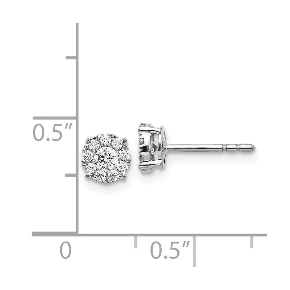 14k White Gold Diamond Cluster Post Earrings