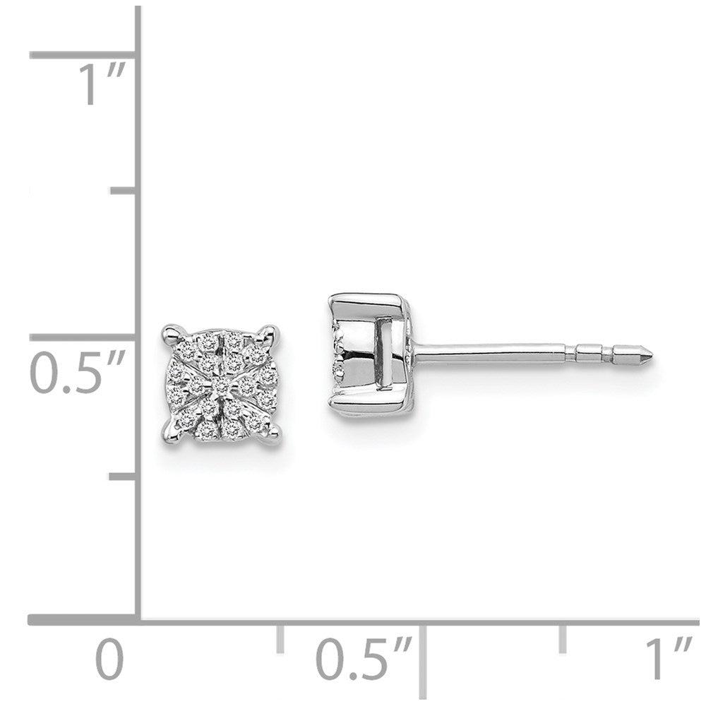 14k White Gold Diamond Cluster Post Earrings