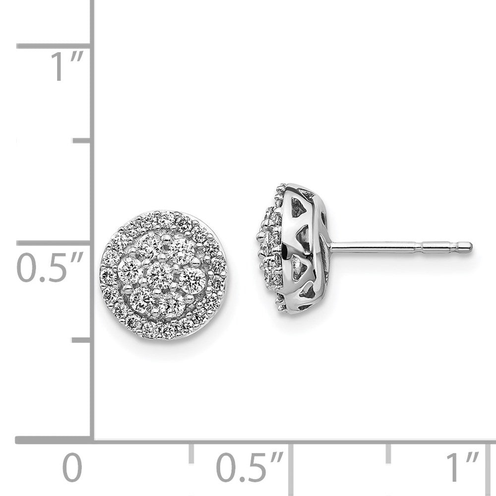 14k White Gold Diamond Cluster Post Earrings