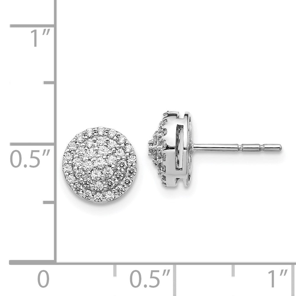 14k White Gold Diamond Round Cluster Post Earrings