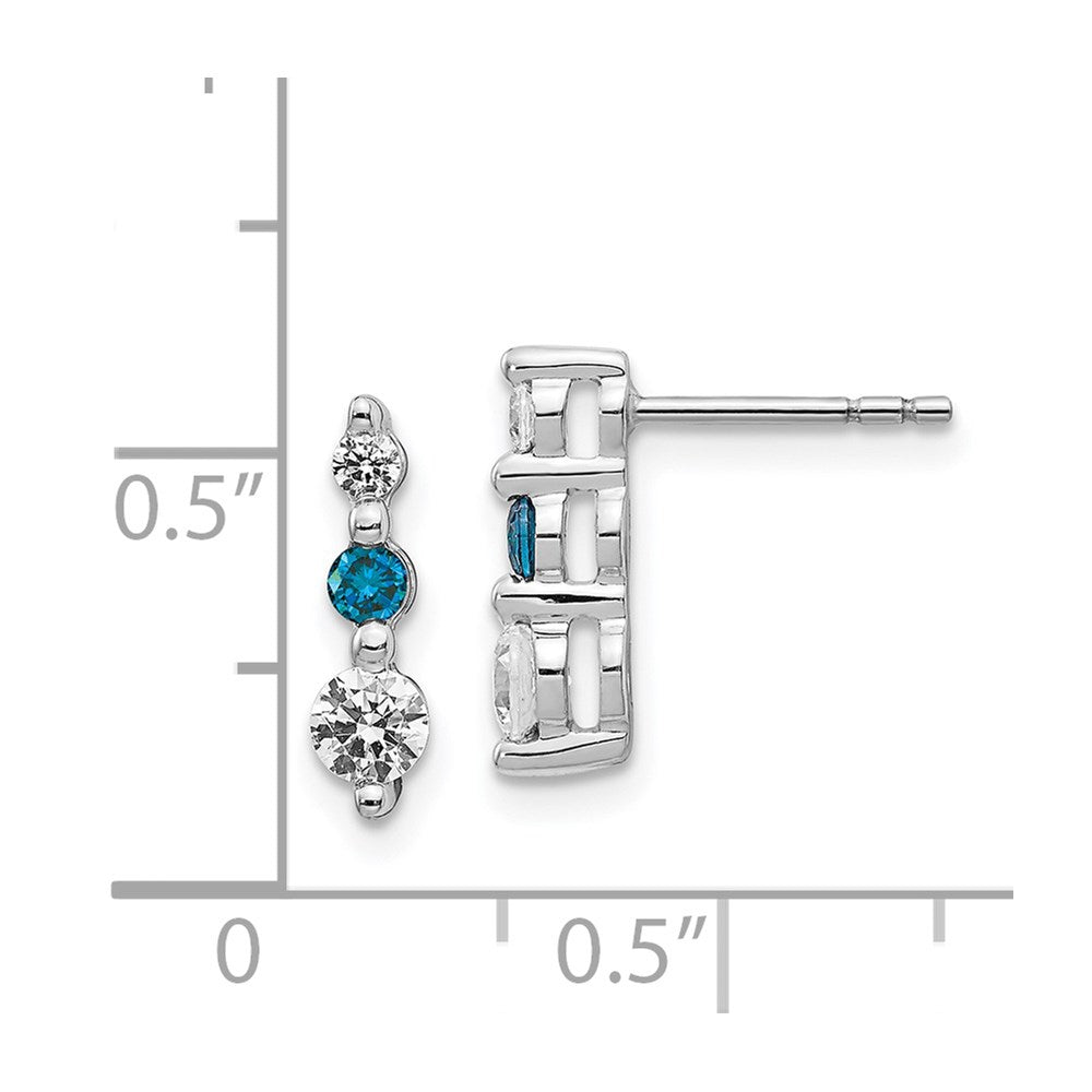14k White Gold Blue/White Diamond Earrings