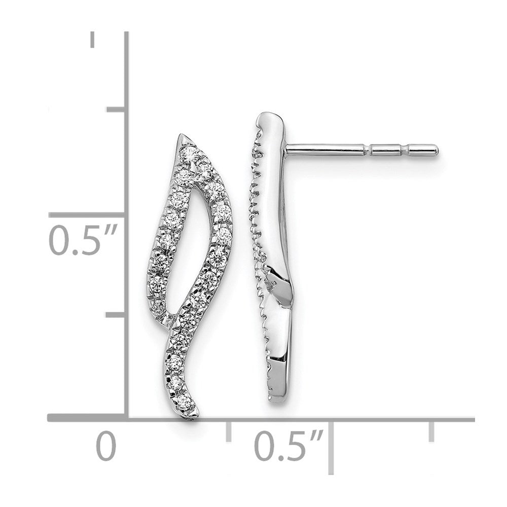 14k White Gold Diamond Wave Post Earrings