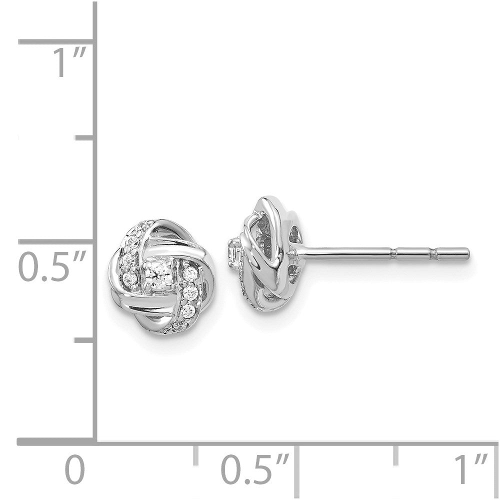 14k White Gold Diamond Knot Post Earrings