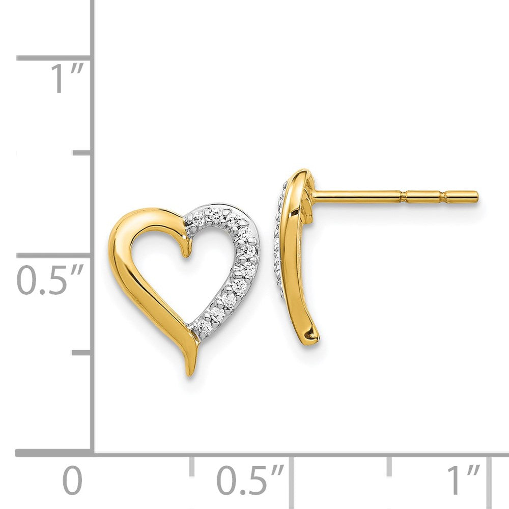 14k Gold Diamond Heart Post Earrings