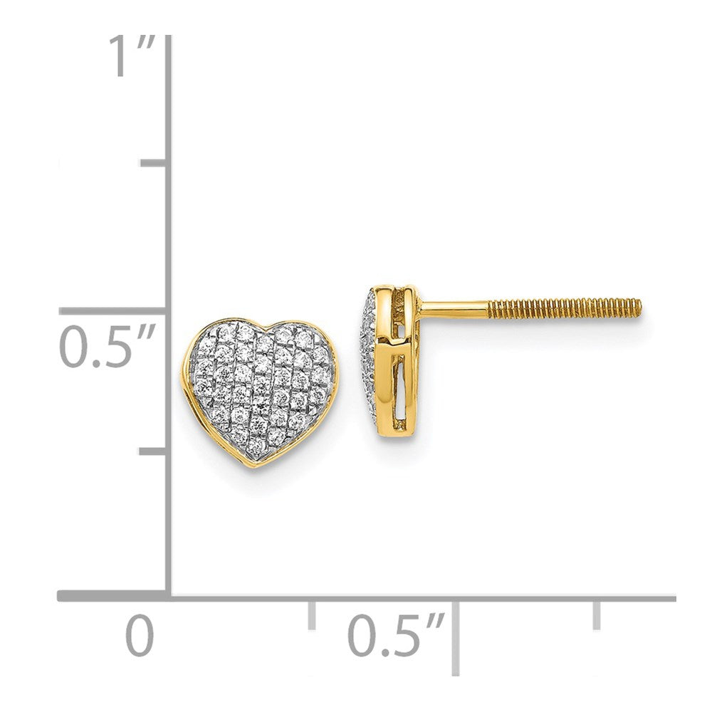 14k Diamond Heart Screw Back Post Earrings