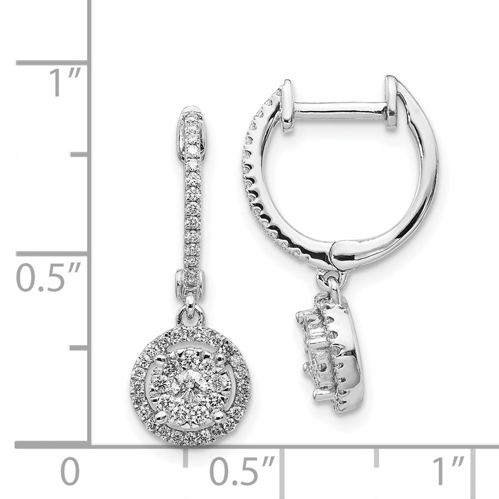 14k White Gold Diamond Hinged Hoop Earrings