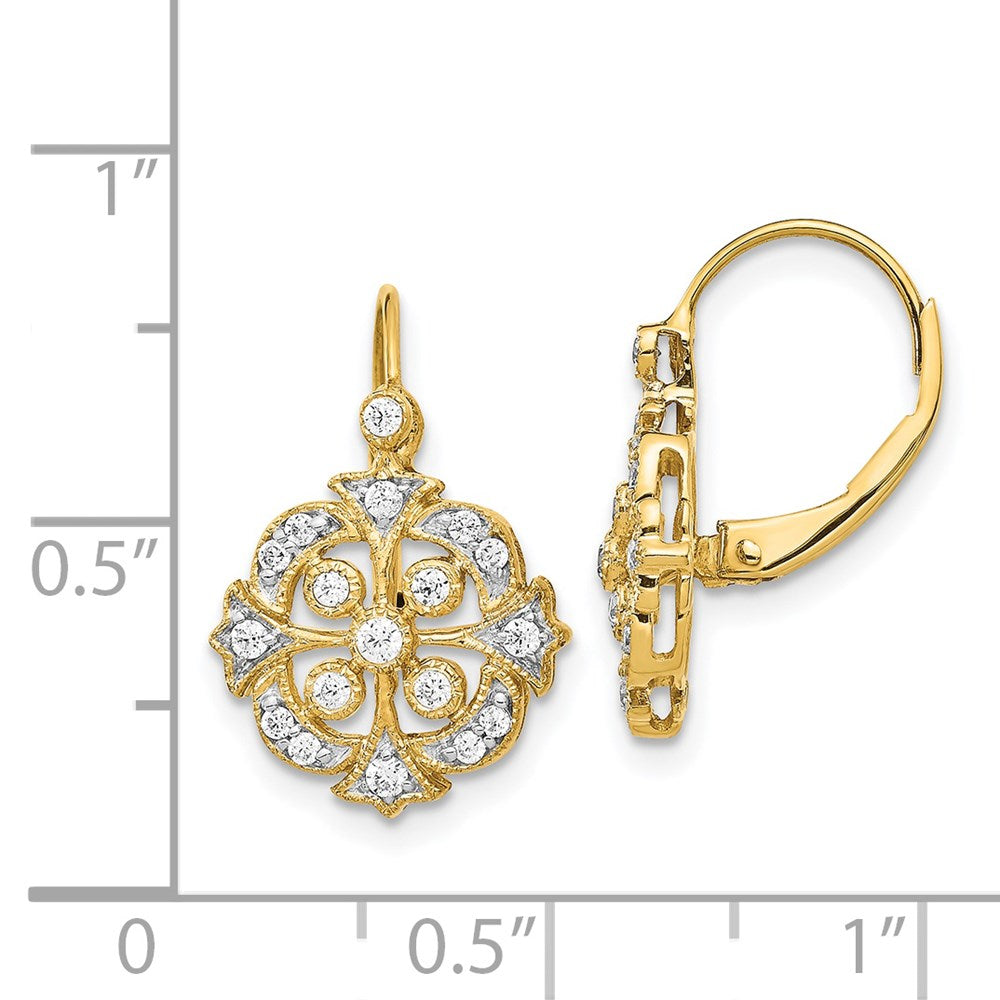 14k Diamond Leverback Earrings