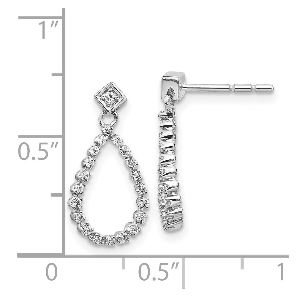14k White Gold Diamond Teardrop Post Earrings