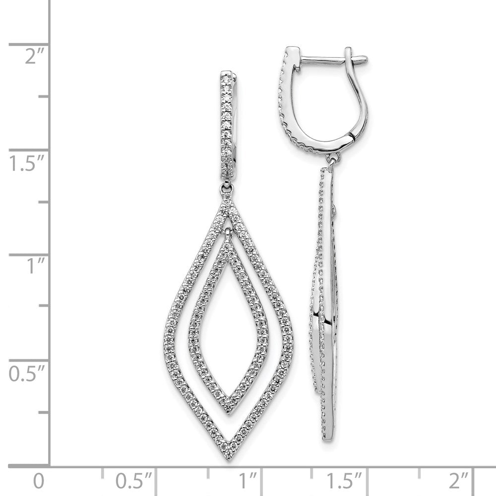 14k White Gold Diamond Teardrop Hinged Dangle Earrings