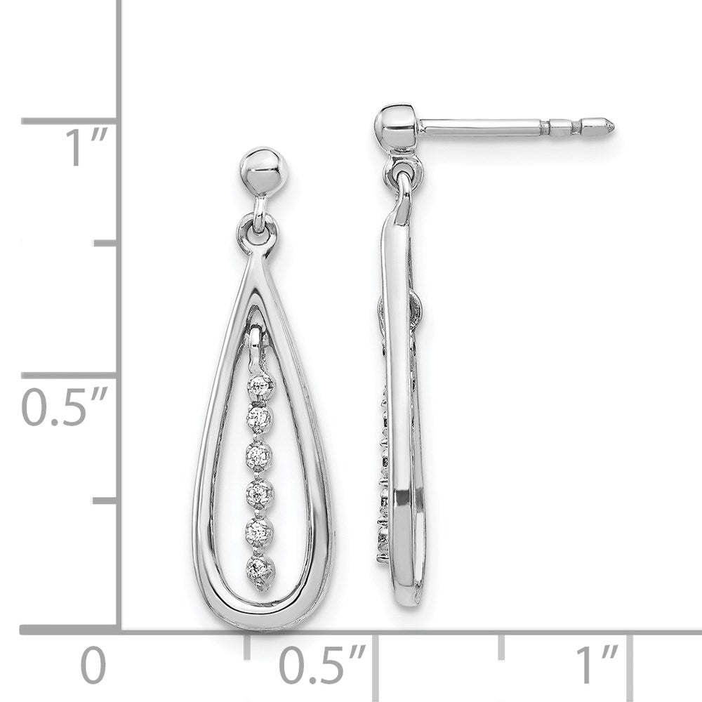 14k White Gold Diamond Teardrop Post Earrings