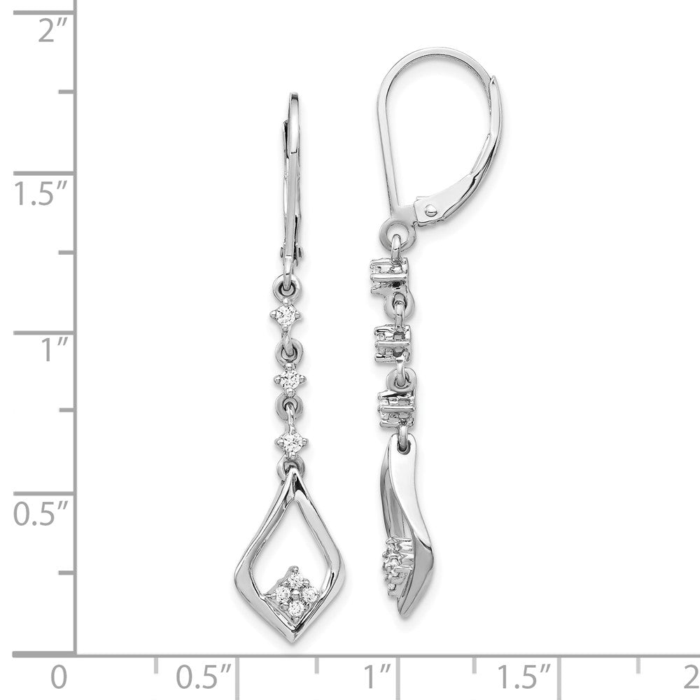 10k White Gold Diamond Leverback Dangle Earrings