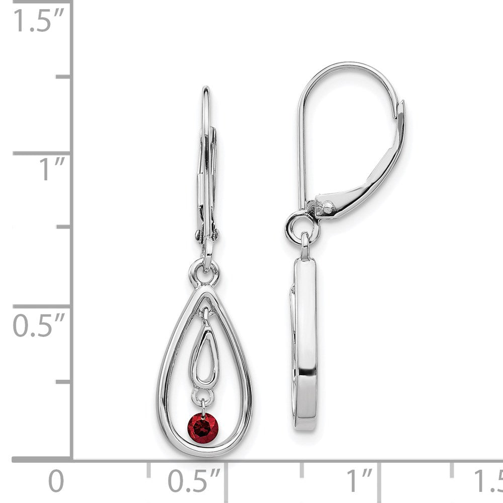 14k White Gold Red Diamond Leverback Earrings