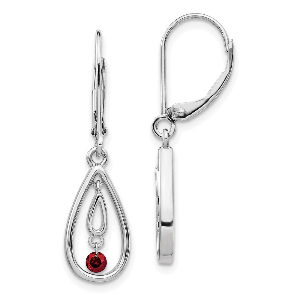 14k White Gold Red Diamond Leverback Earrings