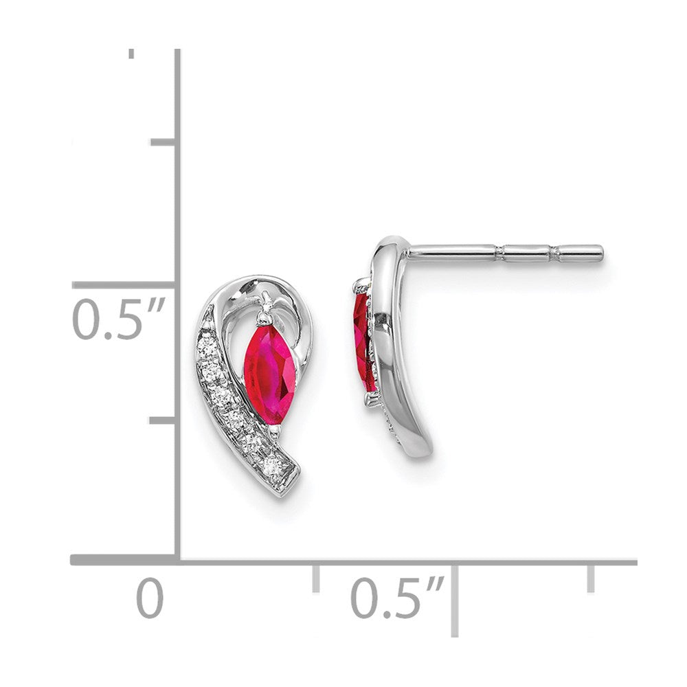 14k White Gold Diamond and Ruby Earrings