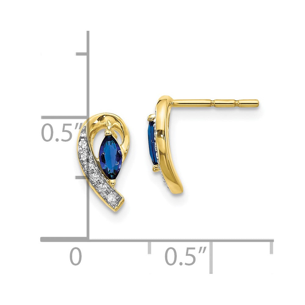 10k Yellow Gold Diamond and Sapphire Earrings