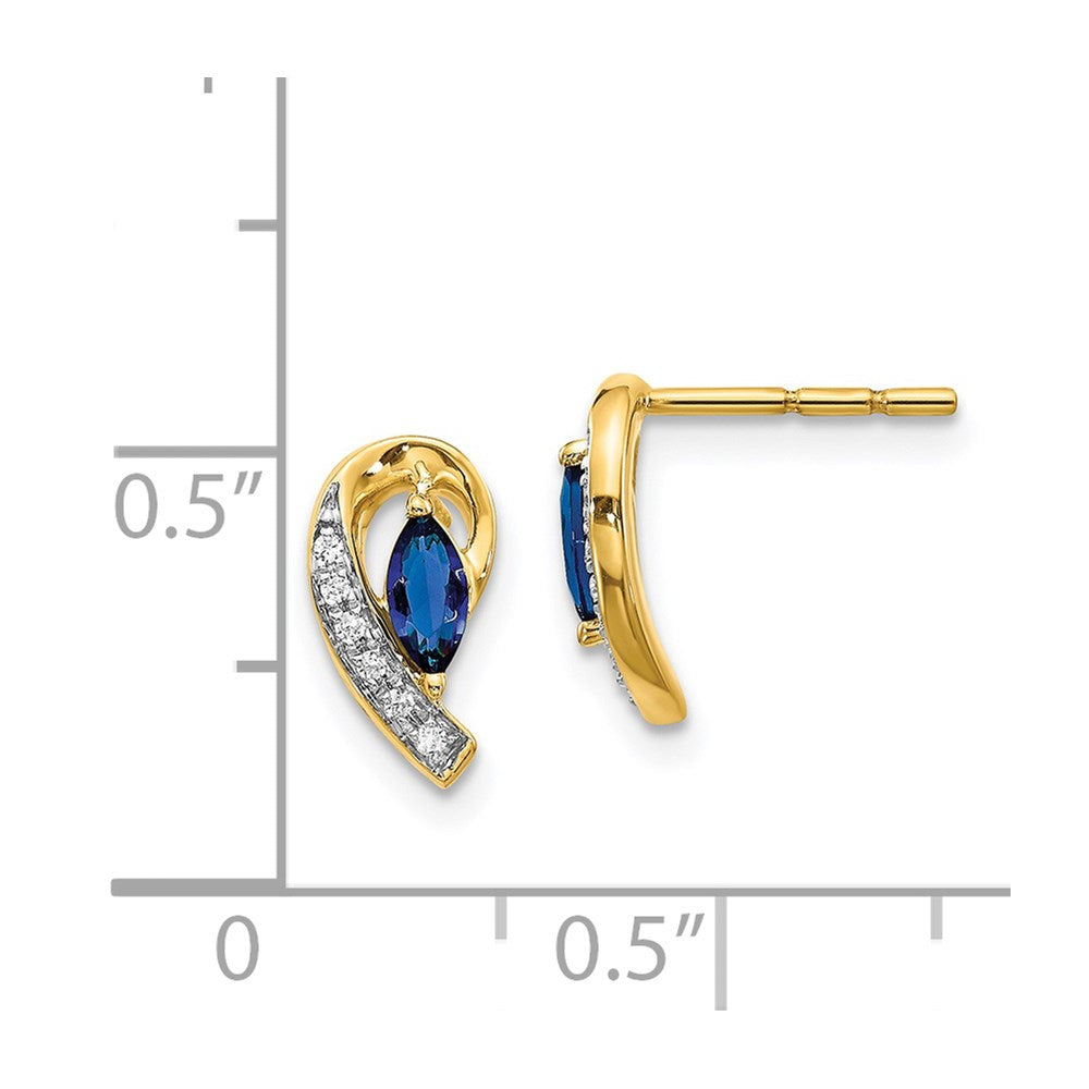 14k Yellow Gold Diamond and Sapphire Earrings