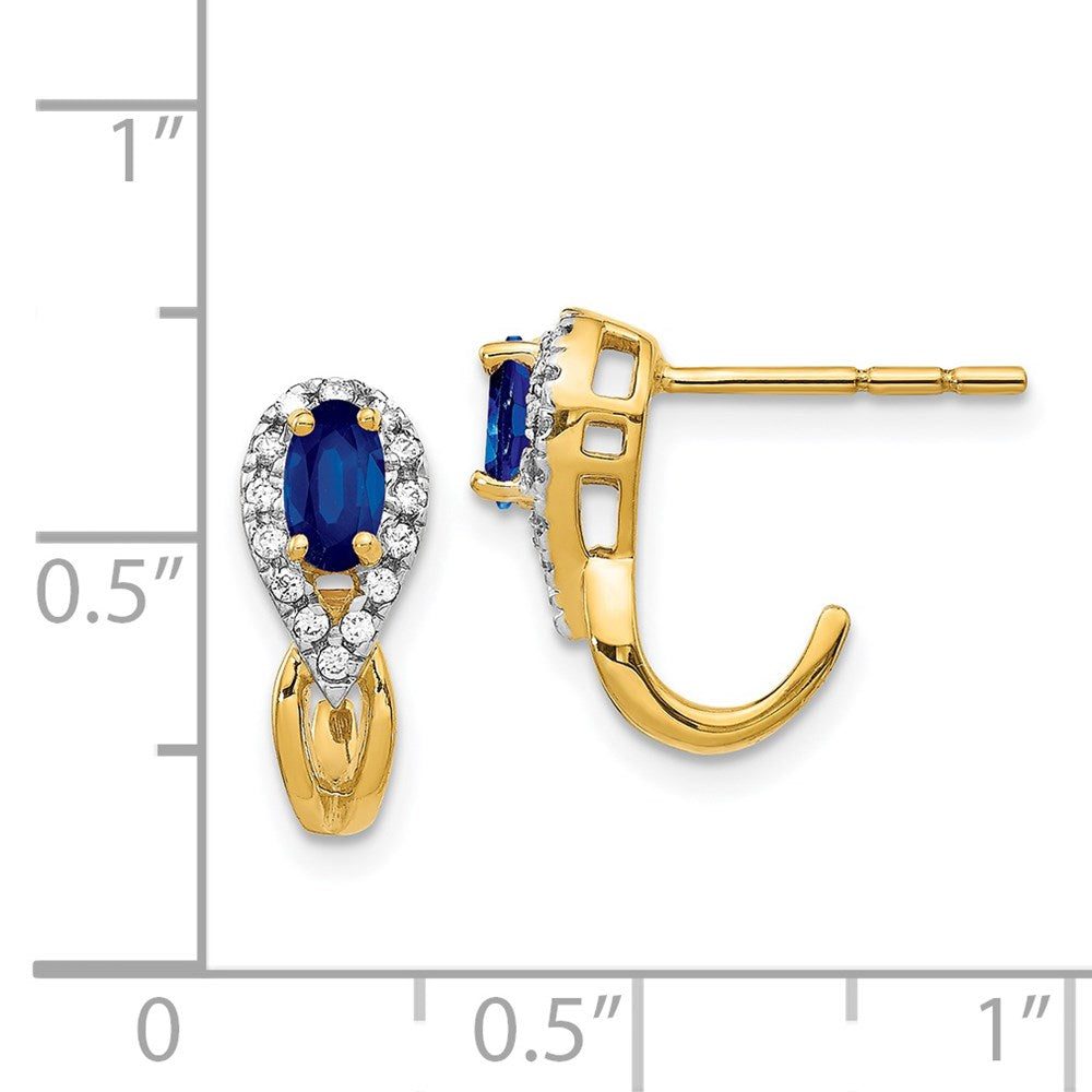 14k Yellow Gold Diamond and Sapphire Earrings