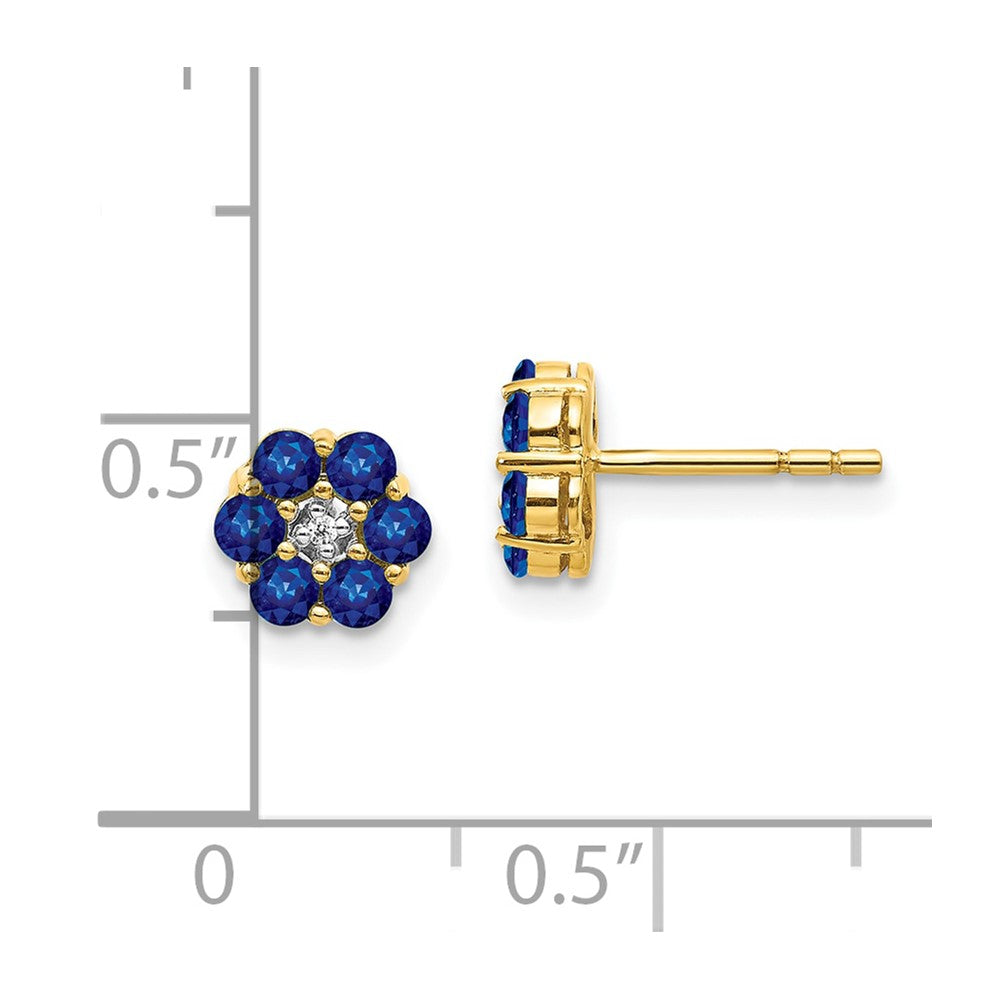 10k and Rhodium Sapphire and Diamond Post Earrings