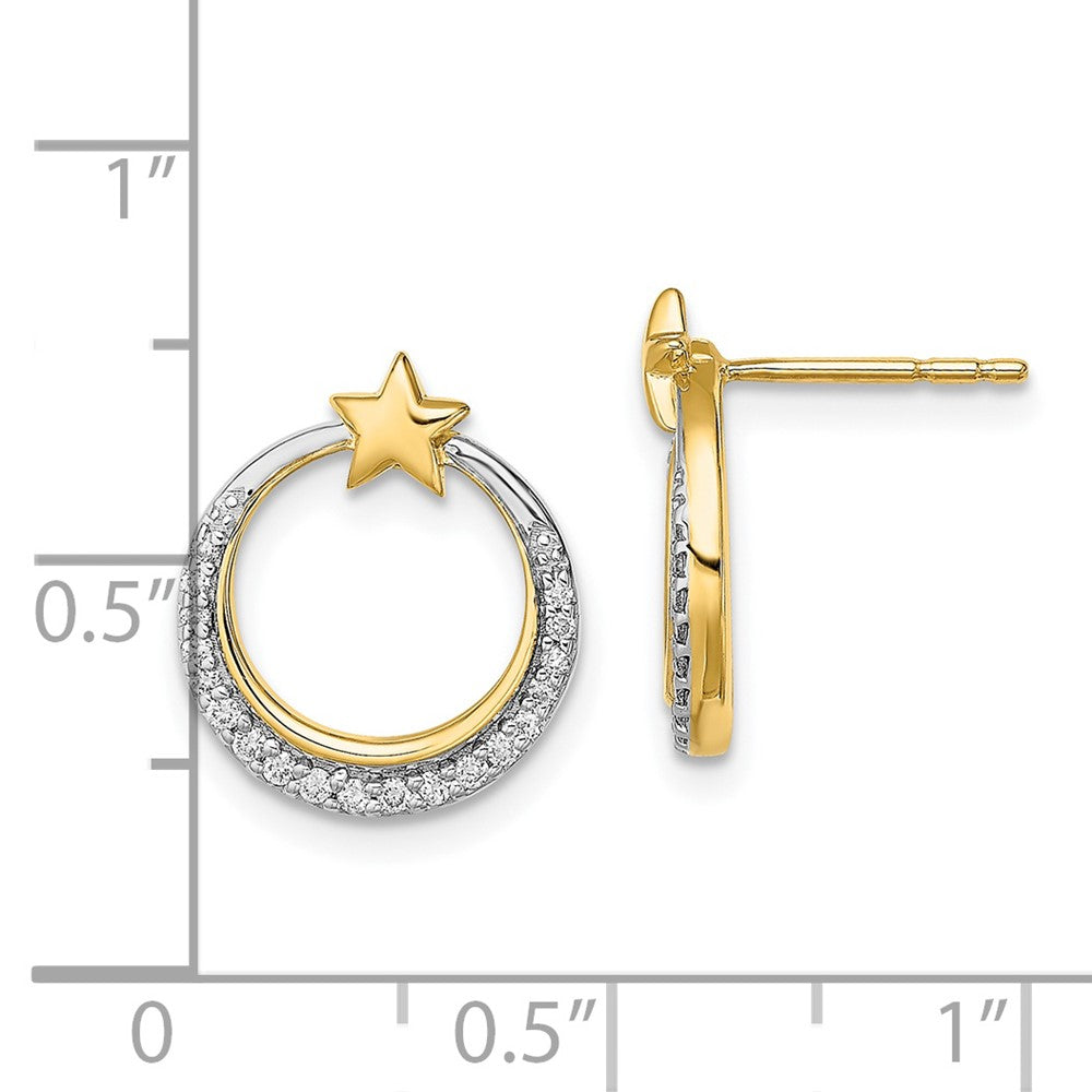 14k Polished Moon and Stars Diamond Post Earrings